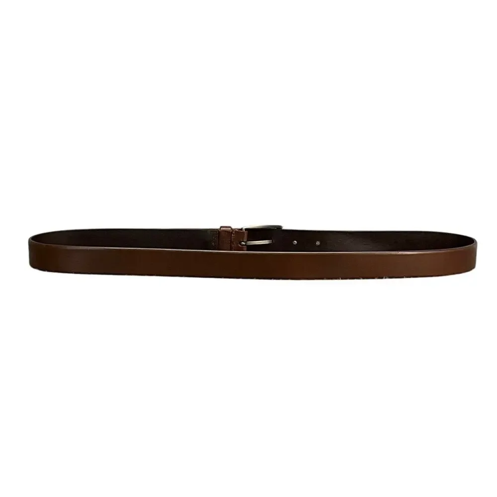 Dockers Brown Genuine Leather Square Silver Buckle Dressy Belt Men 38